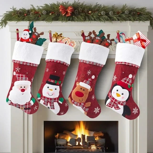 2 Pack Christmas Stockings Plush Cuff - Image 2