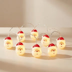 20 LED Santa Head Christmas String Lights Battery Operated
