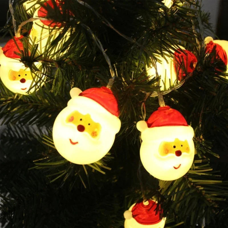 20 LED Santa Head Christmas String Lights Battery Operated - Image 3