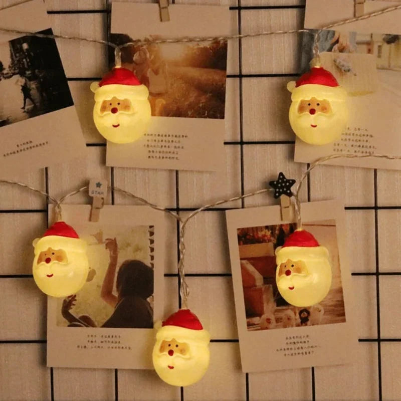 20 LED Santa Head Christmas String Lights Battery Operated - Image 4