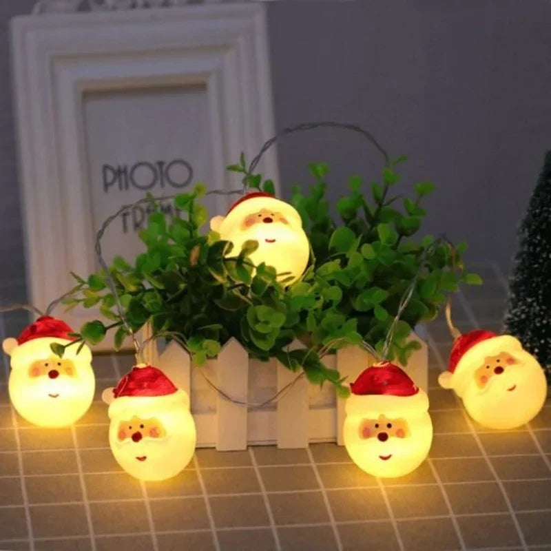 20 LED Santa Head Christmas String Lights Battery Operated - Image 5