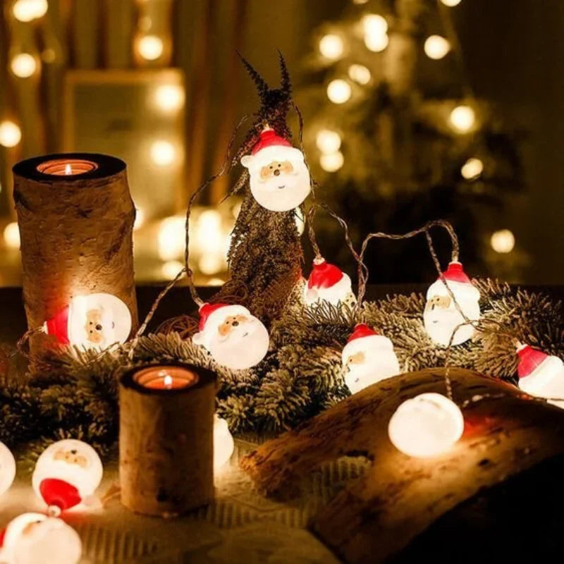 20 LED Santa Head Christmas String Lights Battery Operated - Image 7