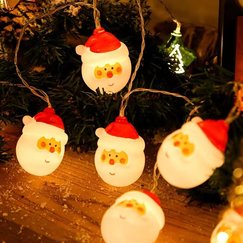 20 LED Santa Head Christmas String Lights Battery Operated - Image 9