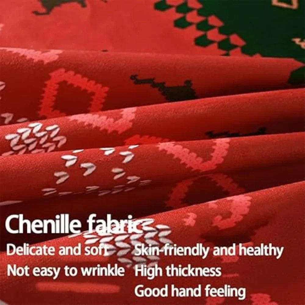 Plaid Rectangular Chenille Christmas Tablecloth - Image 3