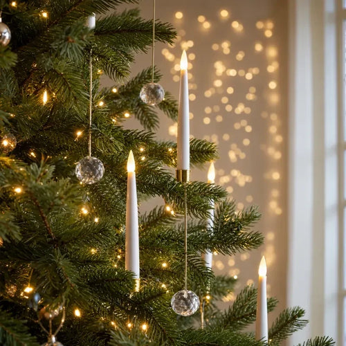 12 Piece Crystal Drop LED Christmas Tree Candles Flickering Flame