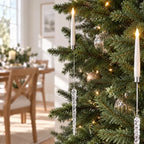 12 Piece Crystal Drop LED Christmas Tree Candles Flickering Flame - Image 13