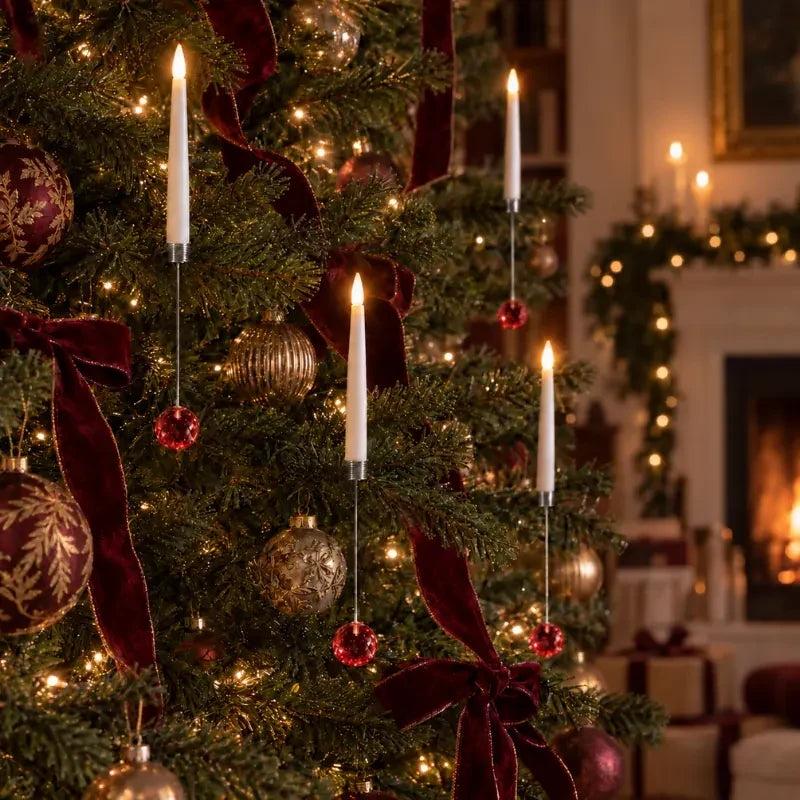 12 Piece Crystal Drop LED Christmas Tree Candles Flickering Flame - Image 14