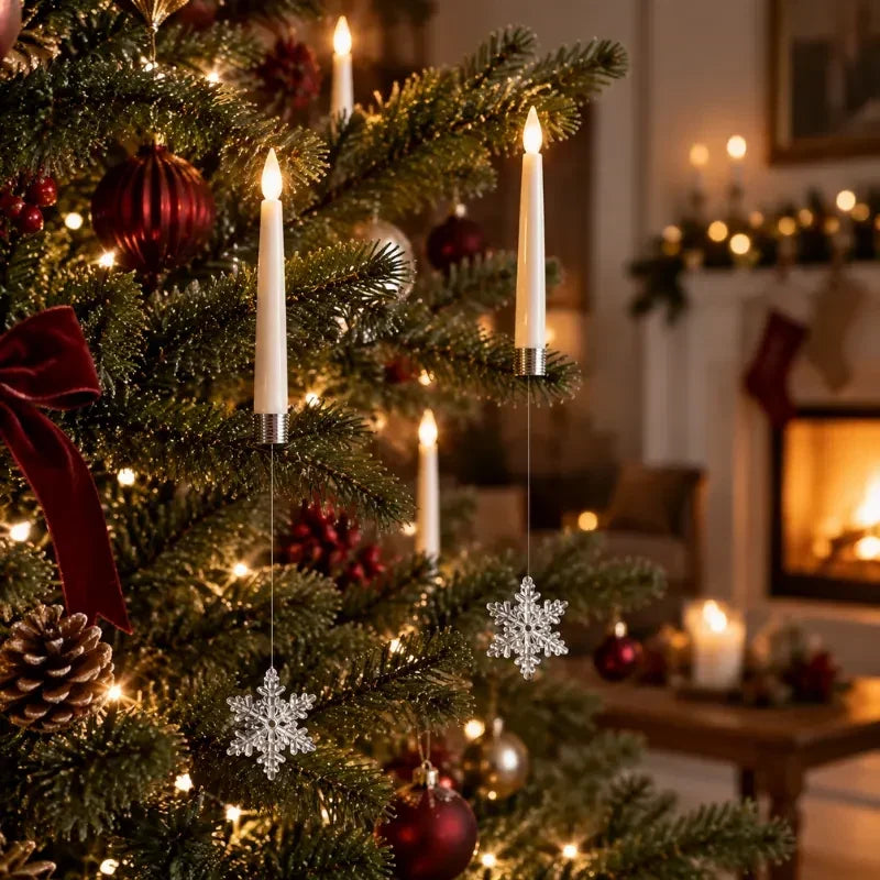 12 Piece Crystal Drop LED Christmas Tree Candles Flickering Flame - Image 15