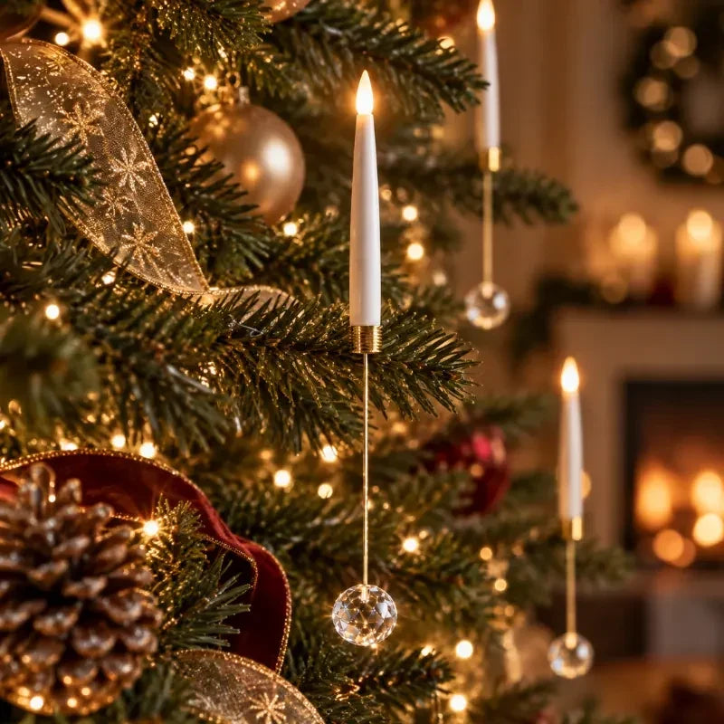 12 Piece Crystal Drop LED Christmas Tree Candles Flickering Flame - Image 2