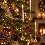 12 Piece Crystal Drop LED Christmas Tree Candles Flickering Flame - Image 2