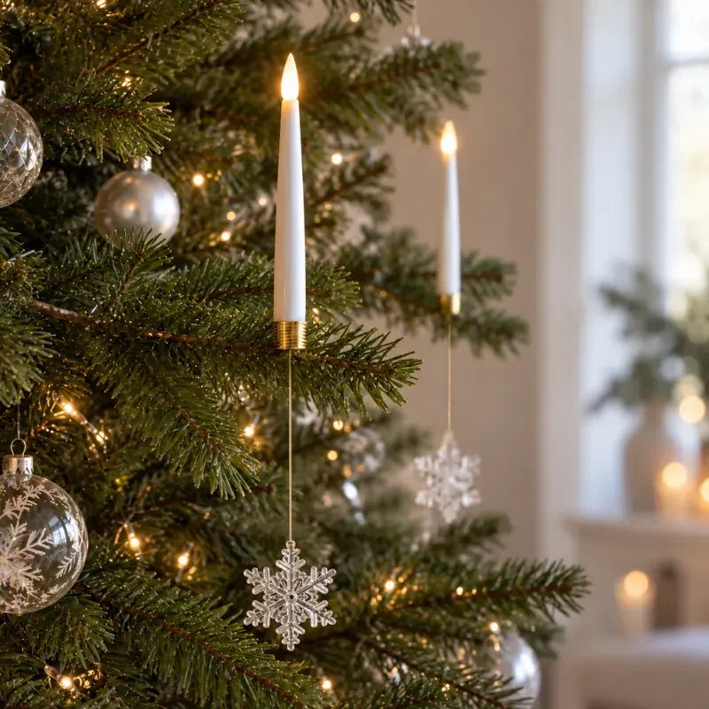 12 Piece Crystal Drop LED Christmas Tree Candles Flickering Flame - Image 3
