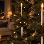 12 Piece Crystal Drop LED Christmas Tree Candles Flickering Flame - Image 4