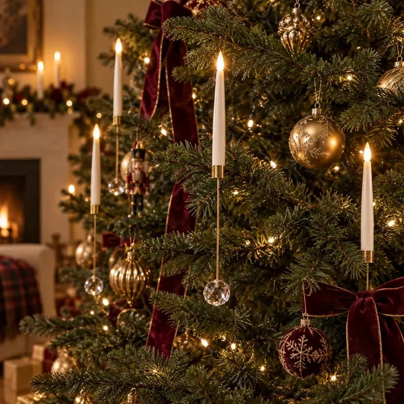 12 Piece Crystal Drop LED Christmas Tree Candles Flickering Flame - Image 5