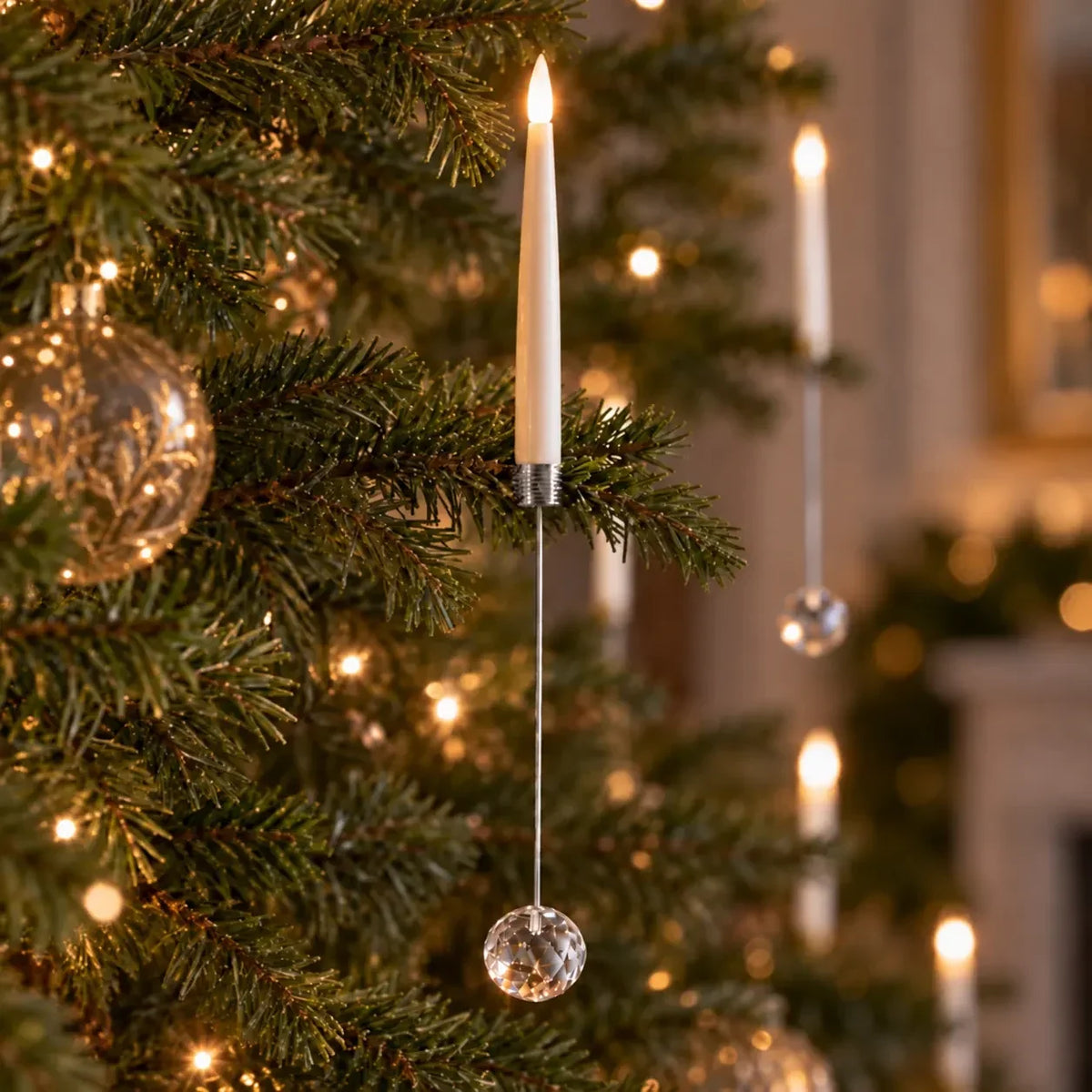 12 Piece Crystal Drop LED Christmas Tree Candles Flickering Flame - Image 9