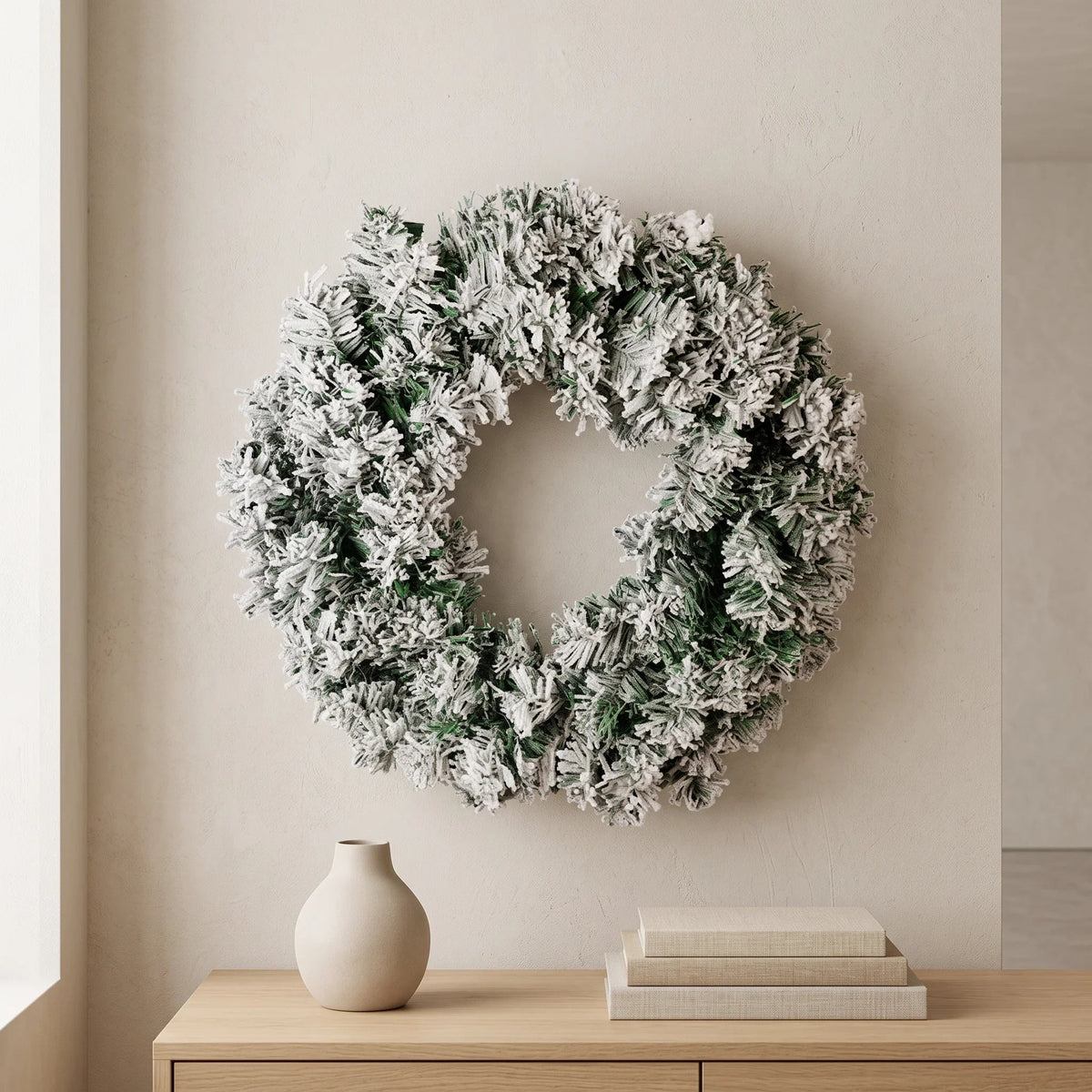 Flocked Artificial Pine Christmas Wreath