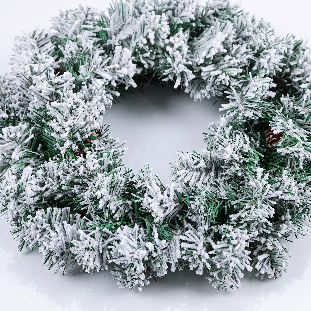 Flocked Artificial Pine Christmas Wreath - Image 2