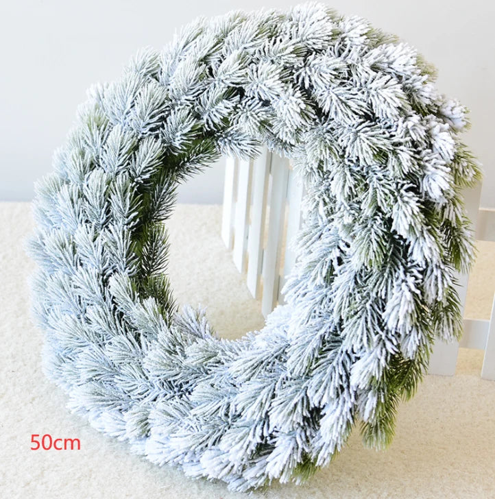Flocked Artificial Pine Christmas Wreath - Image 8