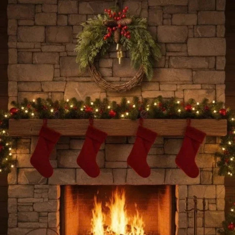 Rustic Artificial Evergreen Christmas Wreath Golden Bells - Image 6