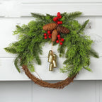 Rustic Artificial Evergreen Christmas Wreath Golden Bells - Image 7