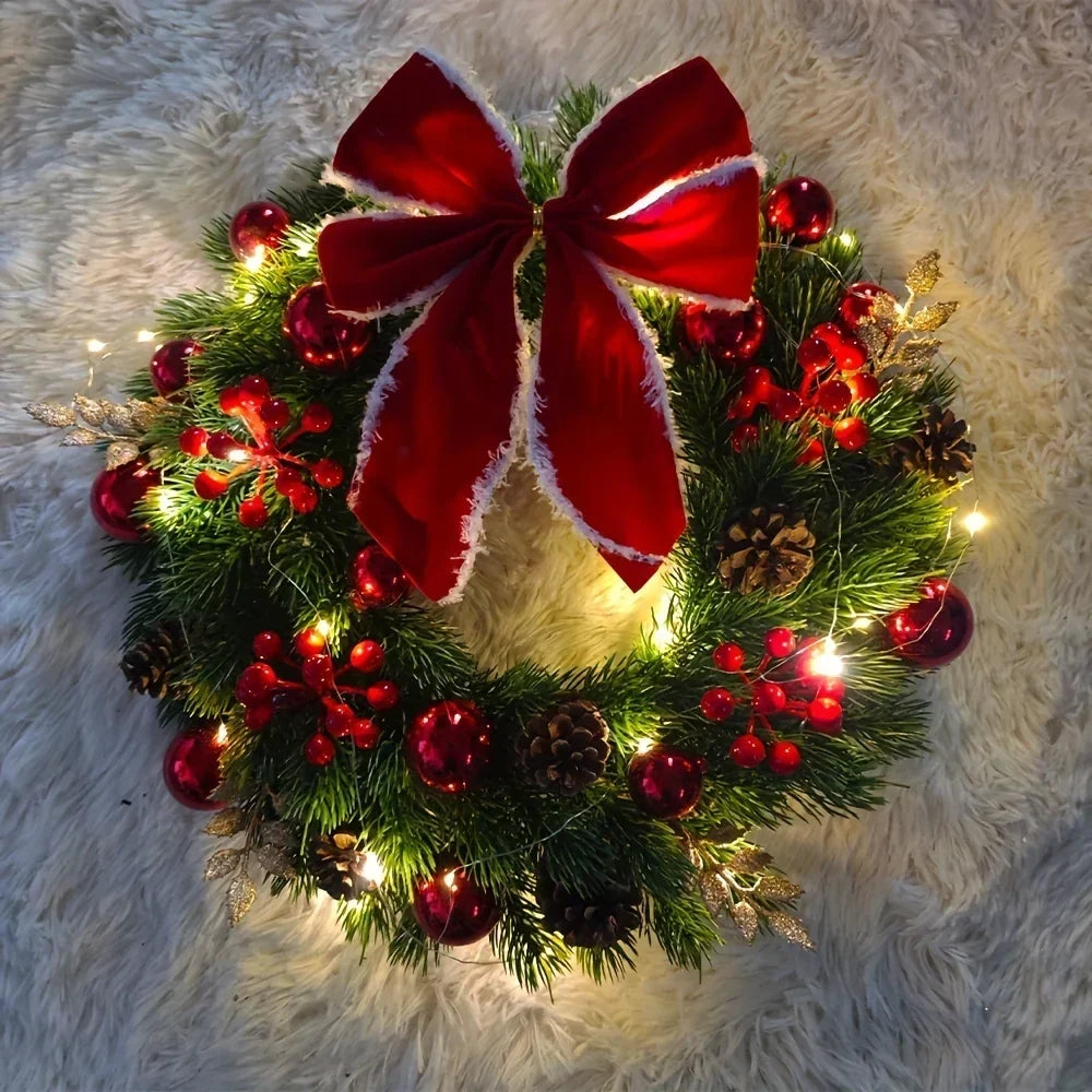 Artificial Pine Christmas Wreath Fairy Lights - Image 3