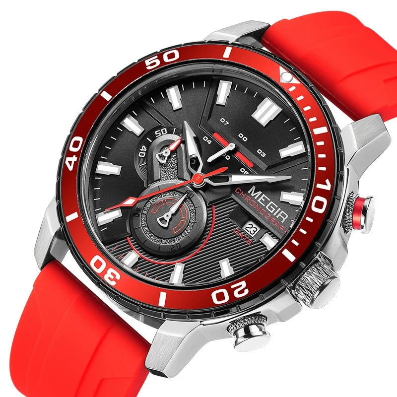 Oversized Silicone Strap Mens Chronograph Watch Quartz Movement - Image 3