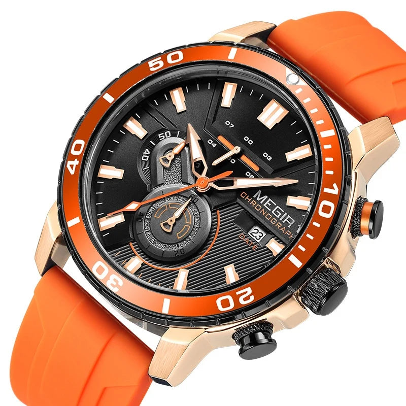 Oversized Silicone Strap Mens Chronograph Watch Quartz Movement - Image 4