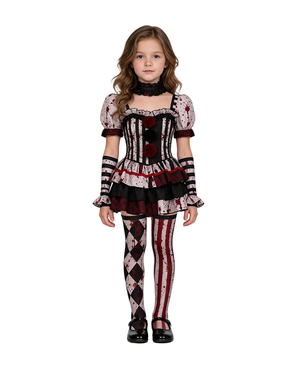 Womens 4 Piece Clown Costume Pierrot - Image 3