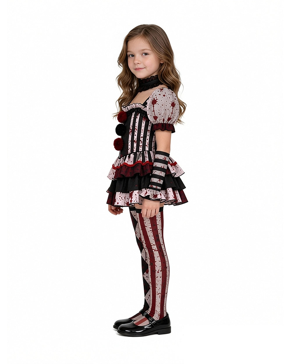 Womens 4 Piece Clown Costume Pierrot - Image 4
