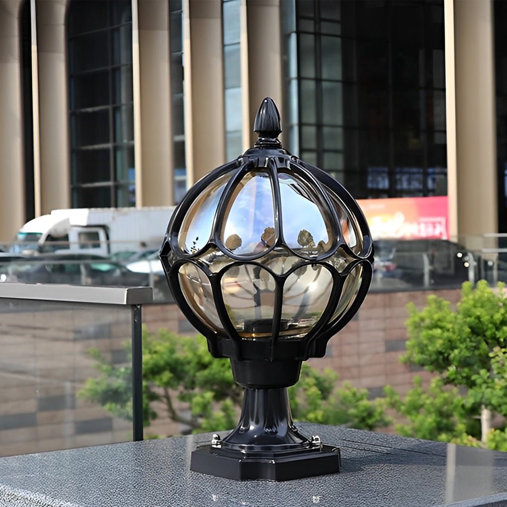 Outdoor Glass Globe Vintage Post Light - Image 3