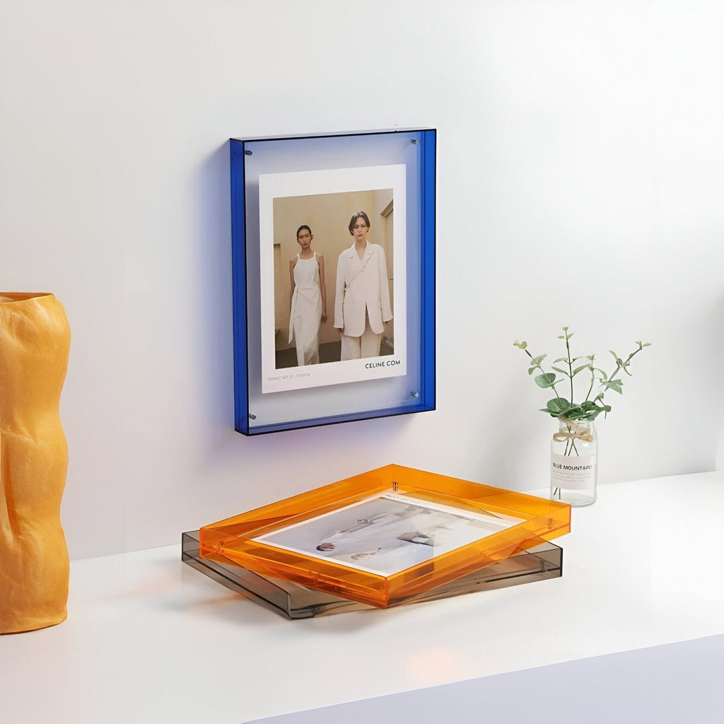 Modern Acrylic Floating Picture Frame Tabletop Wall Mount - Image 2