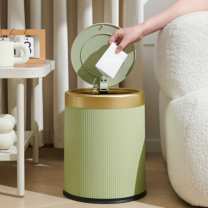 Modern Trash Can Oval Press Top Bathroom Bin Dual Inner Bucket