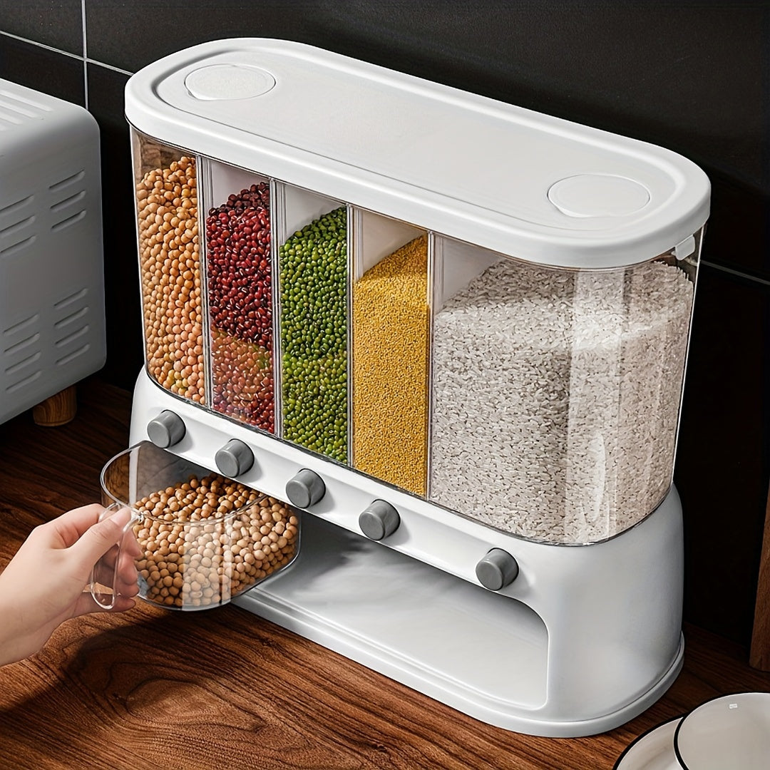 Airtight Grain Storage Container Multi Compartment Pantry Organizer Dry Food Dispenser - Image 2