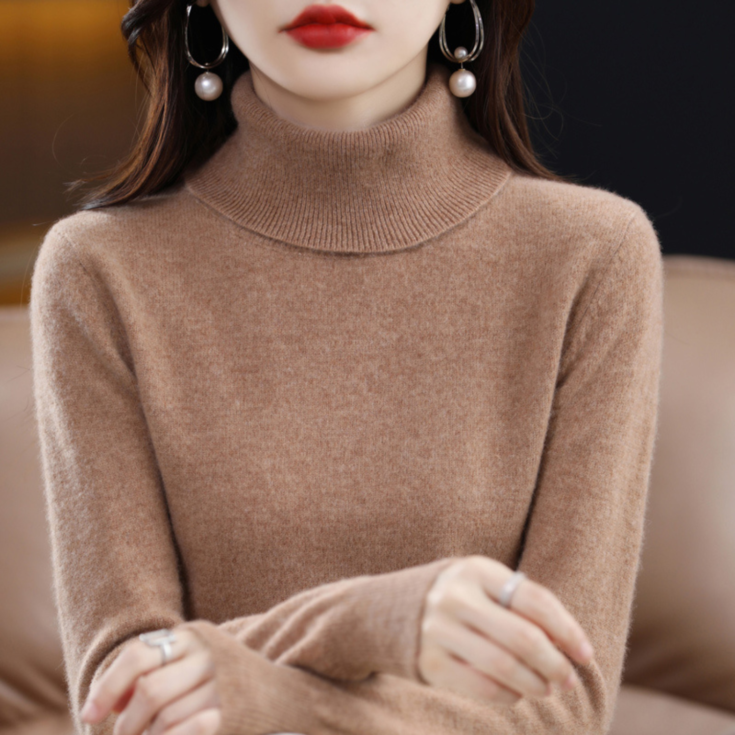 Women's Fashion Outdoor Warmth Knitted Roll Neck Sweater