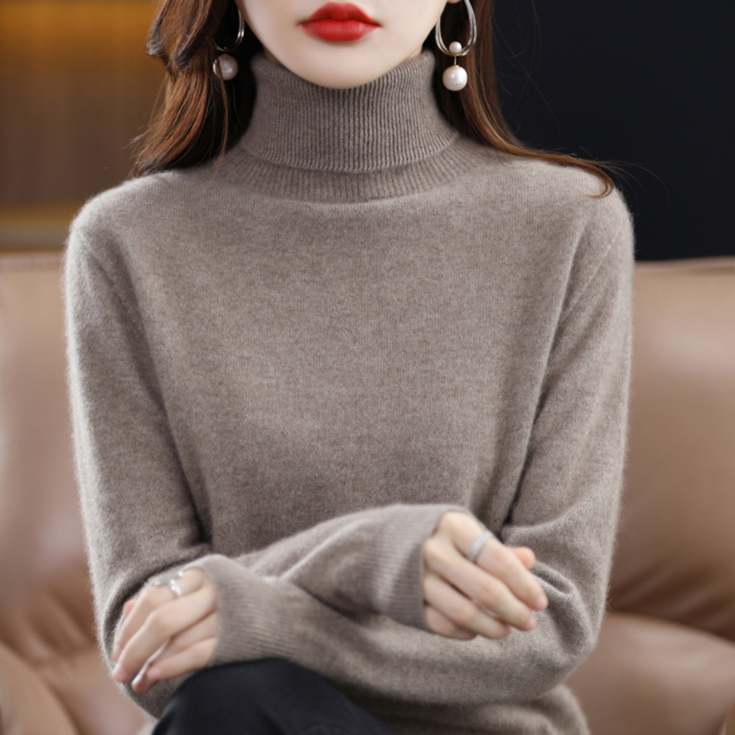 Women's Fashion Outdoor Warmth Knitted Roll Neck Sweater