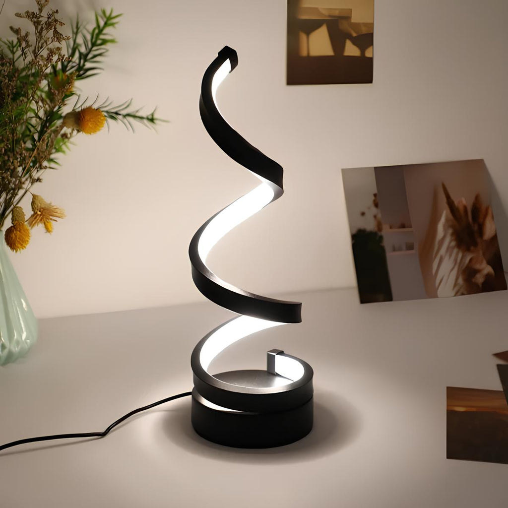Modern Table Lamp Dimmable LED Spiral Bedside Desk Light USB Rechargeable - Image 5