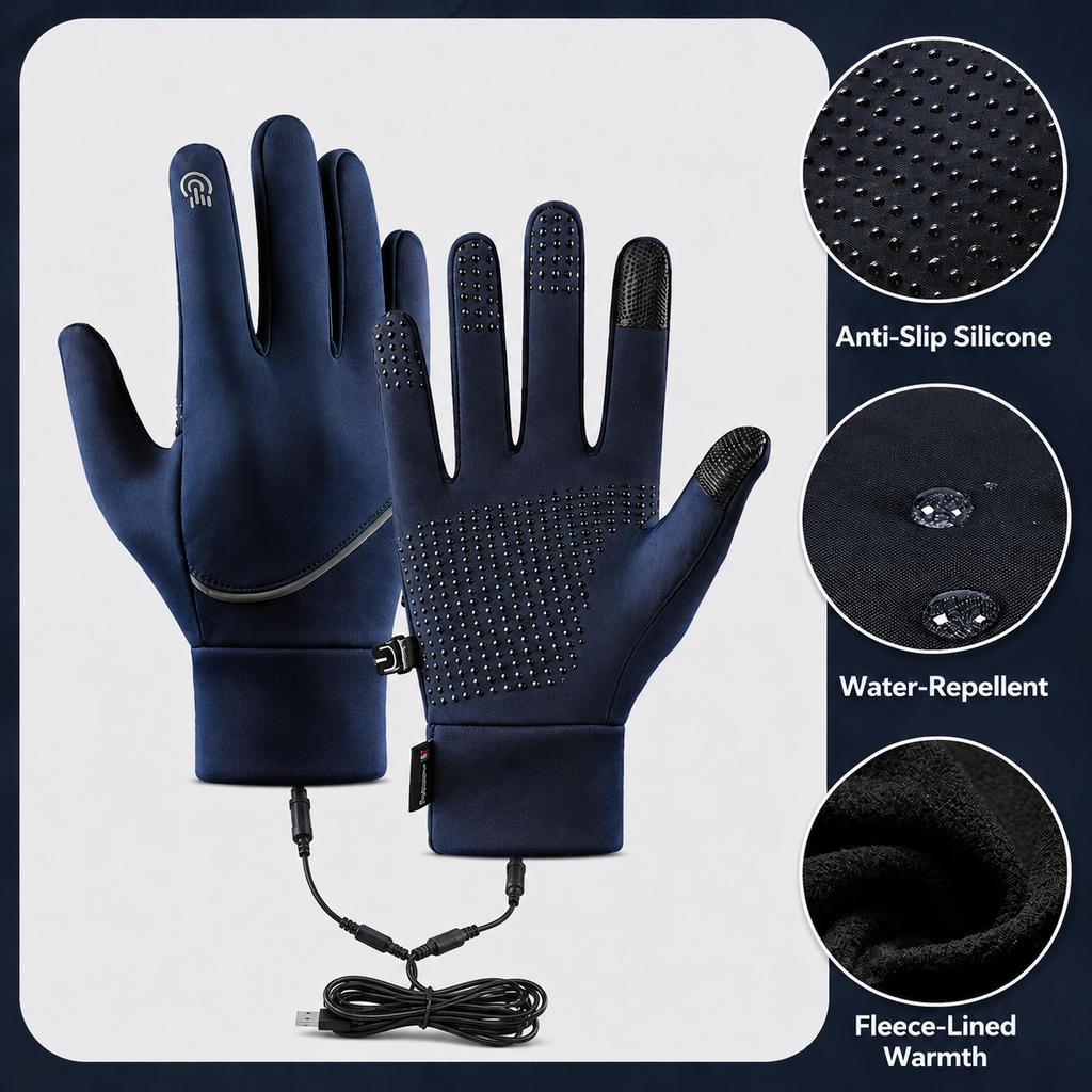 Heated Winter Gloves USB Rechargeable Touchscreen Cycling Windproof - Image 5