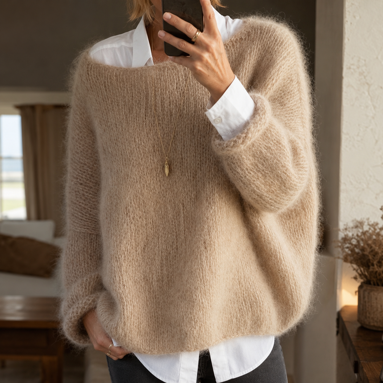 Women's Smart-casual Knitted Warm Fluffy Sweater