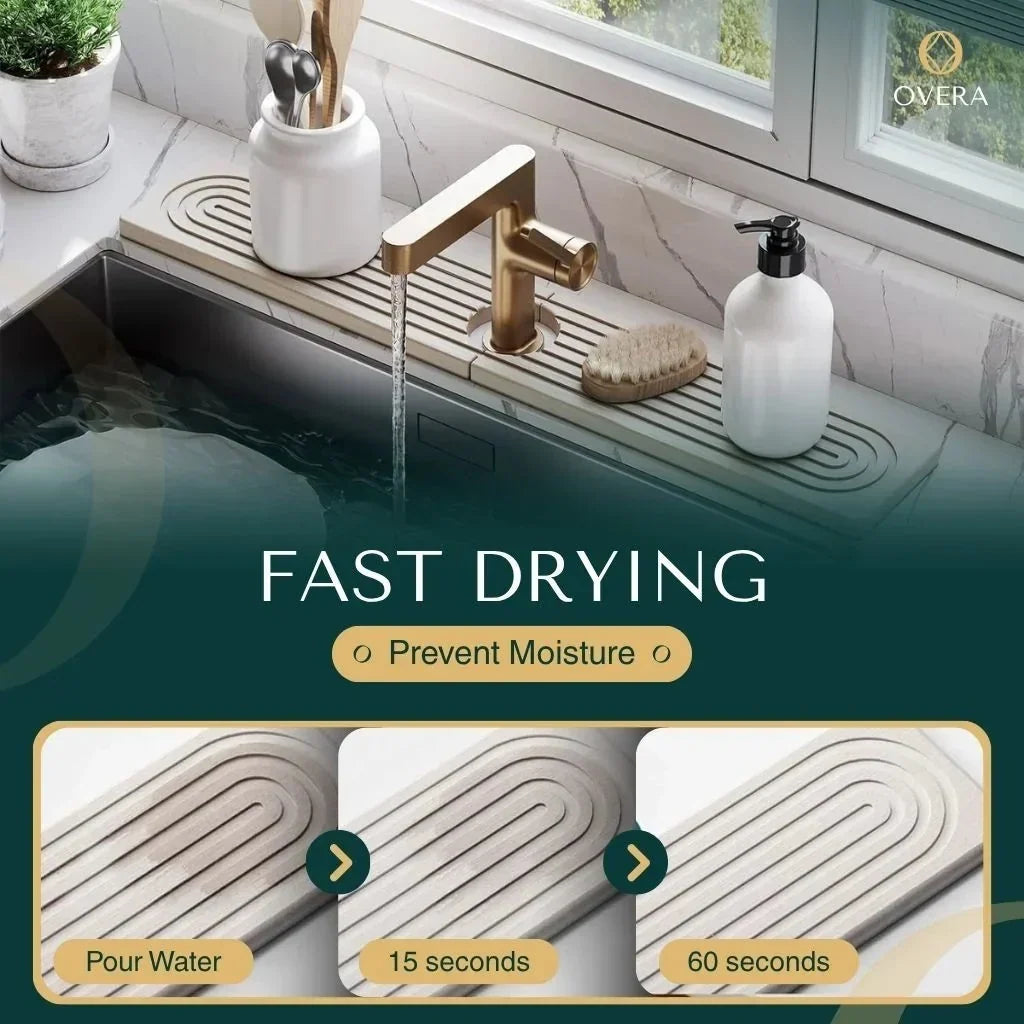 Diatomaceous Earth Faucet Splash Guard Mat Quick Drying - Image 4