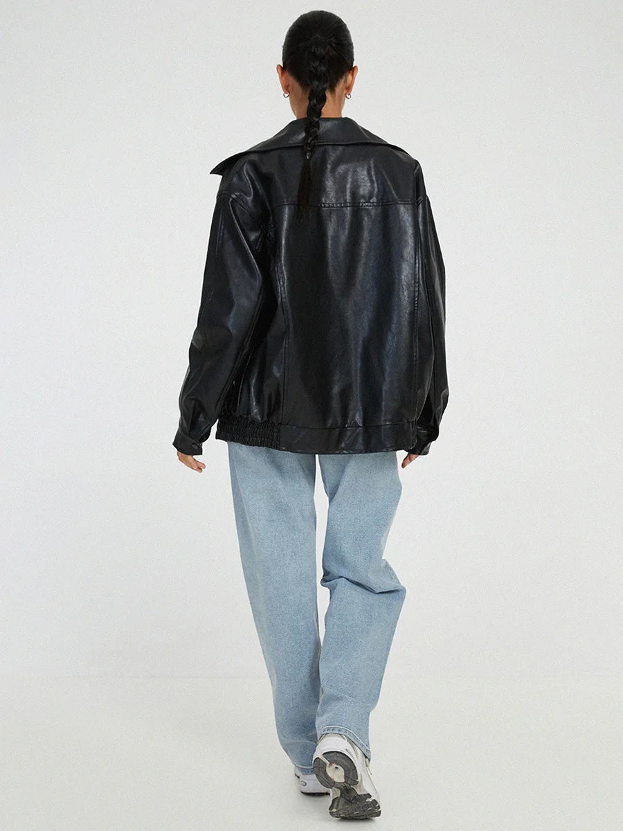 Women’s Oversized Zip-Front Casual Jacket