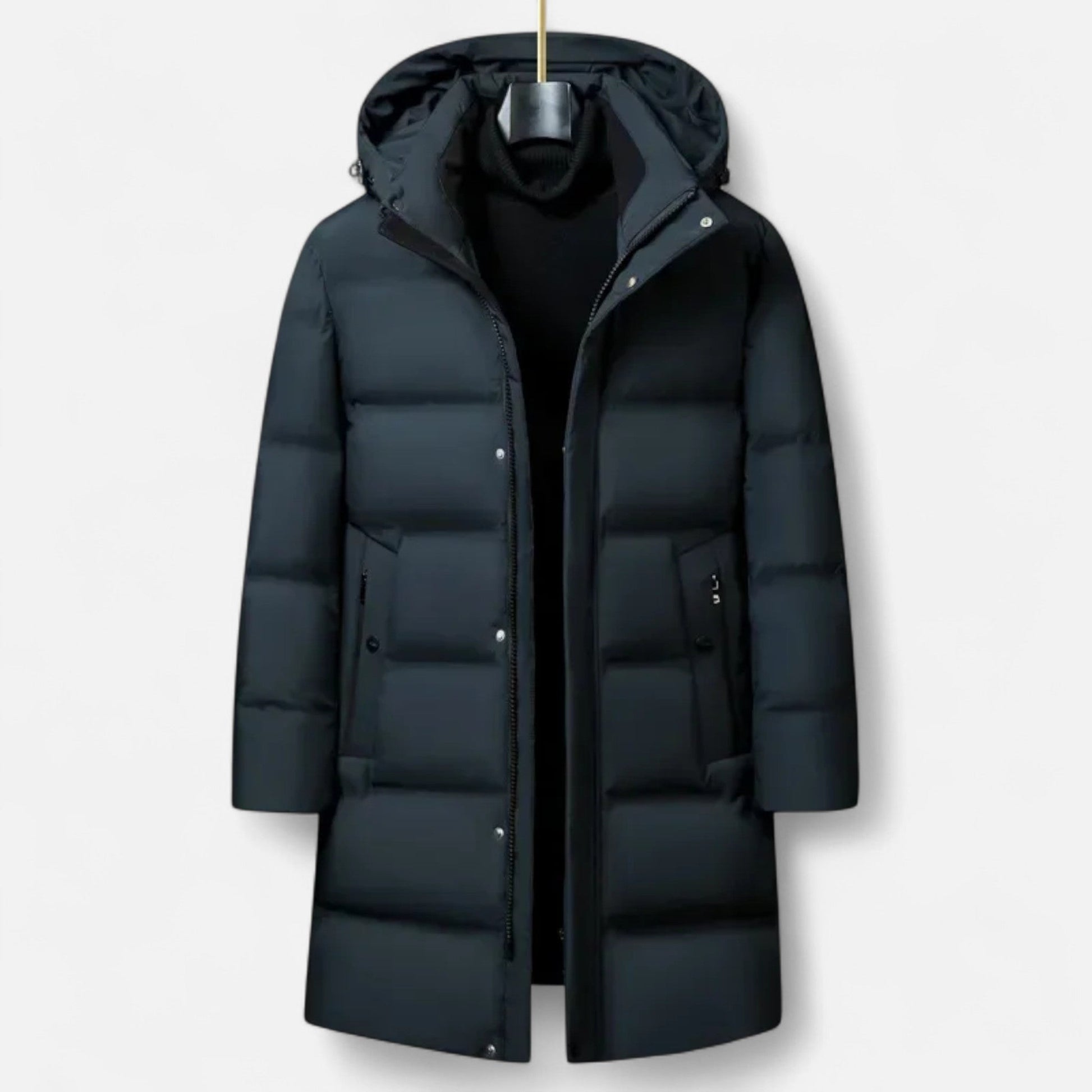 Men’s Elegance Insulated Down Practical Winter Parka Coat with Protective Hood