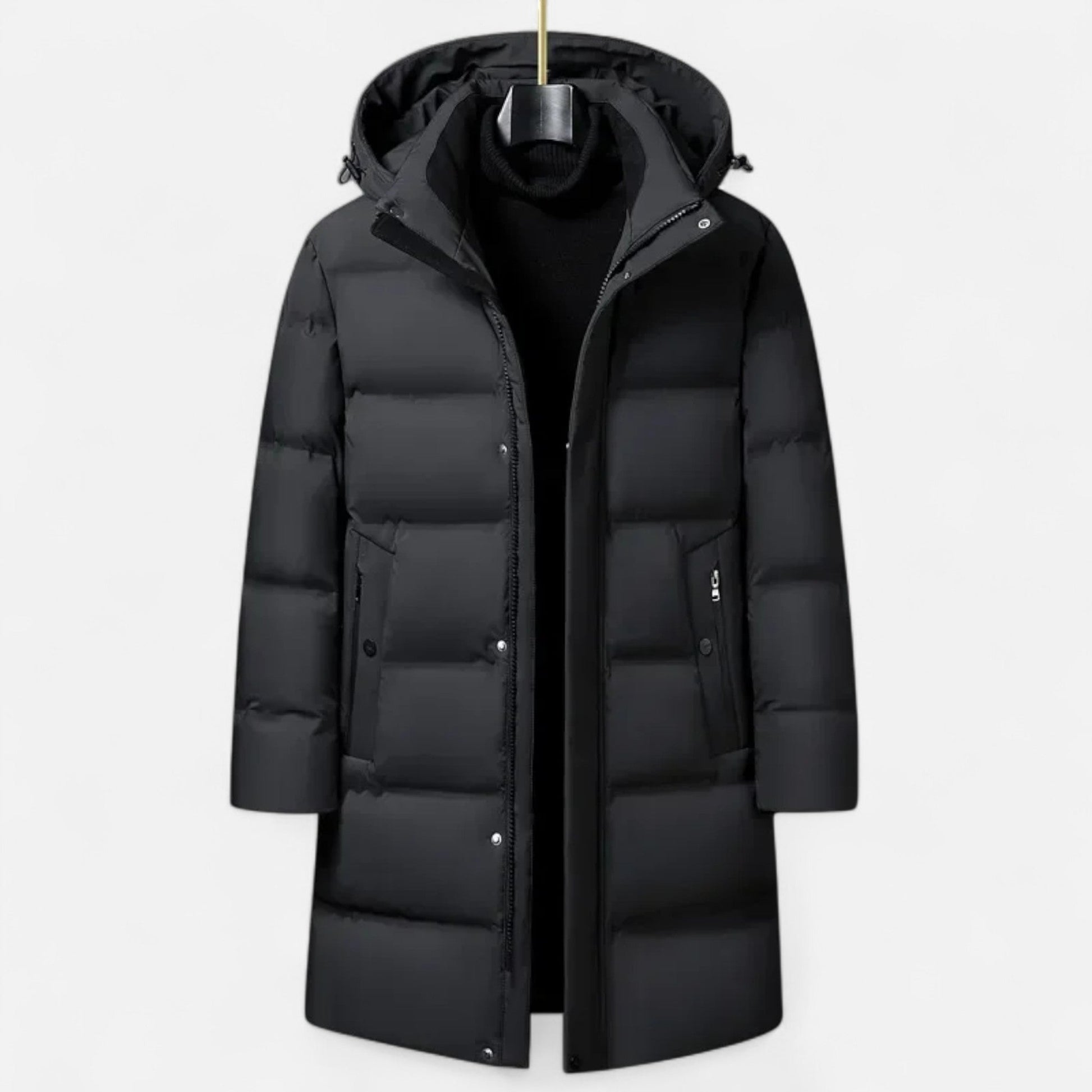 Men’s Elegance Insulated Down Practical Winter Parka Coat with Protective Hood