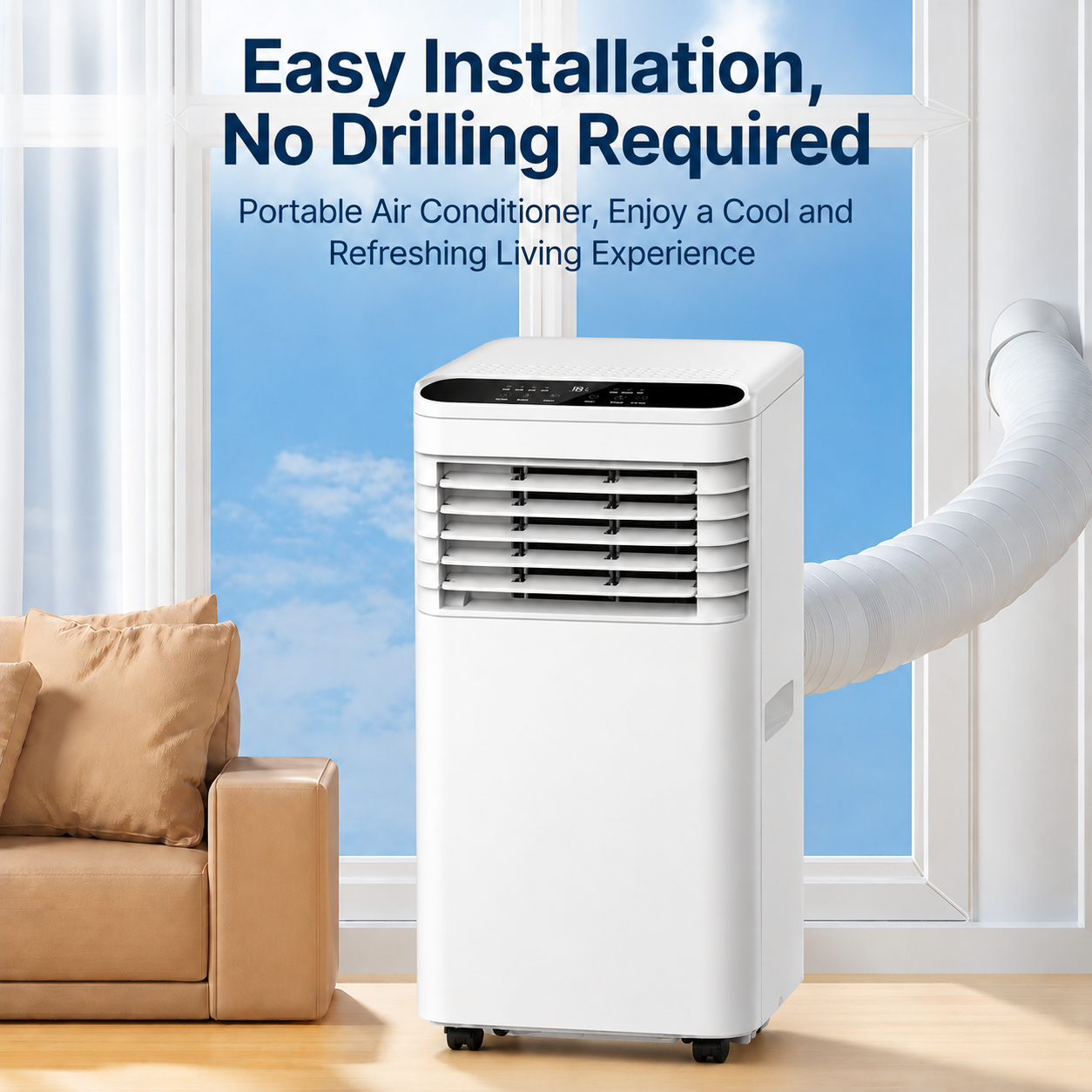 Portable Air Conditioner 7000BTU with Compressor Cooling & 24H Timer