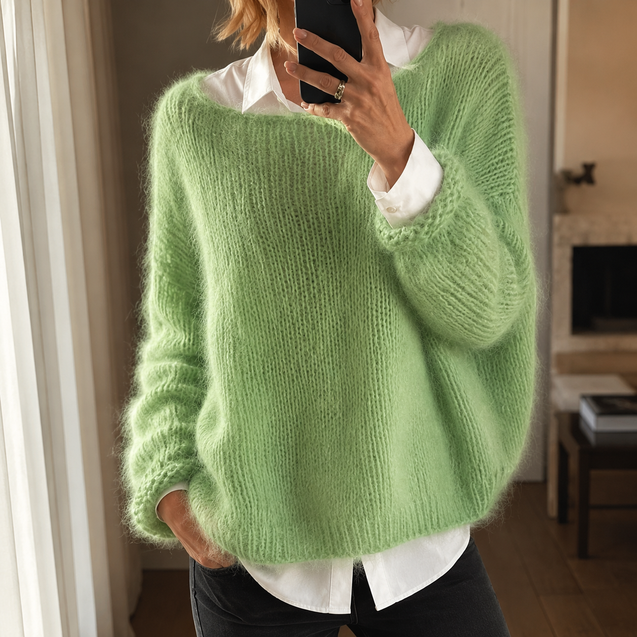 Women's Smart-casual Knitted Warm Fluffy Sweater