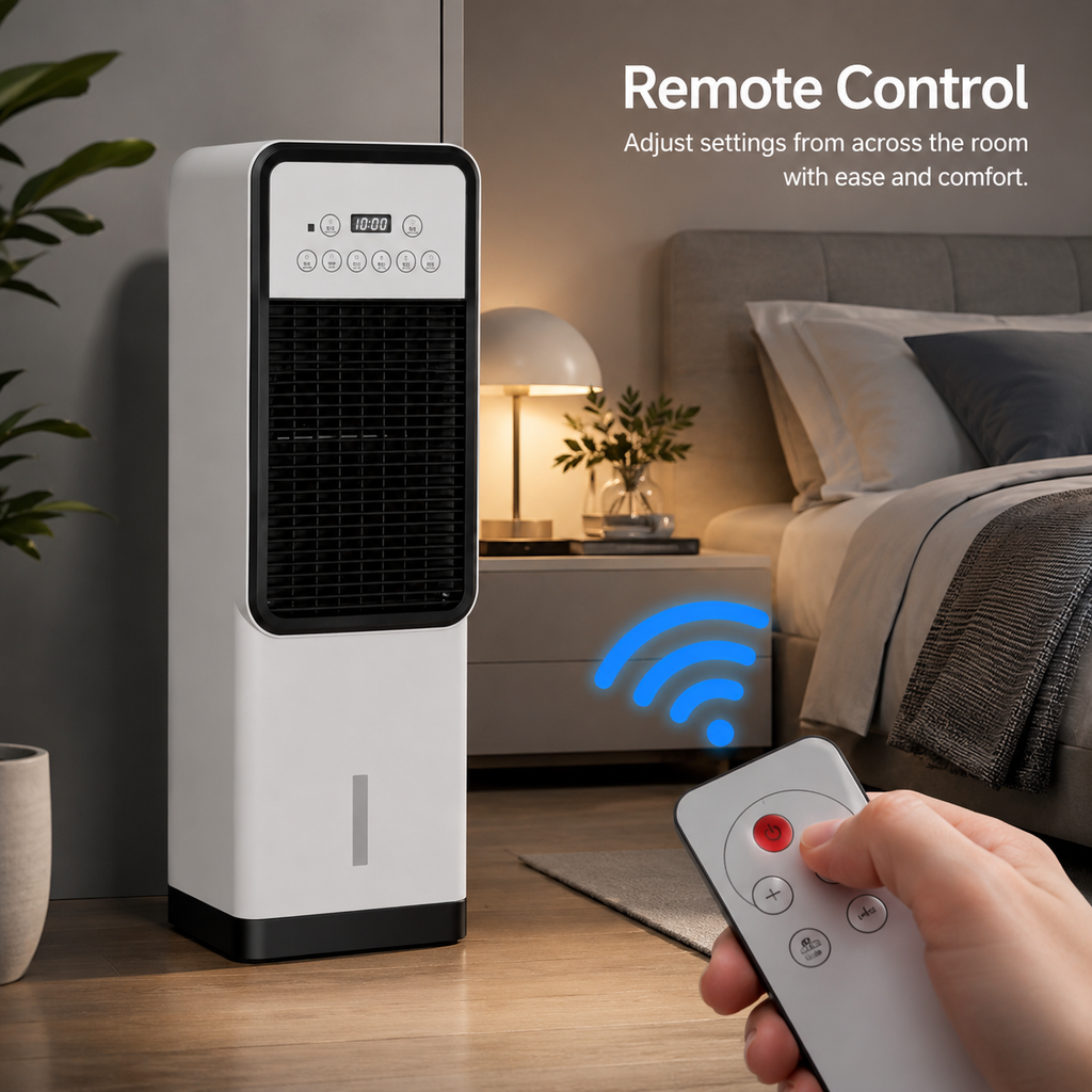 Portable Air Cooler with Fan & Heater – Remote Control Cooling Unit