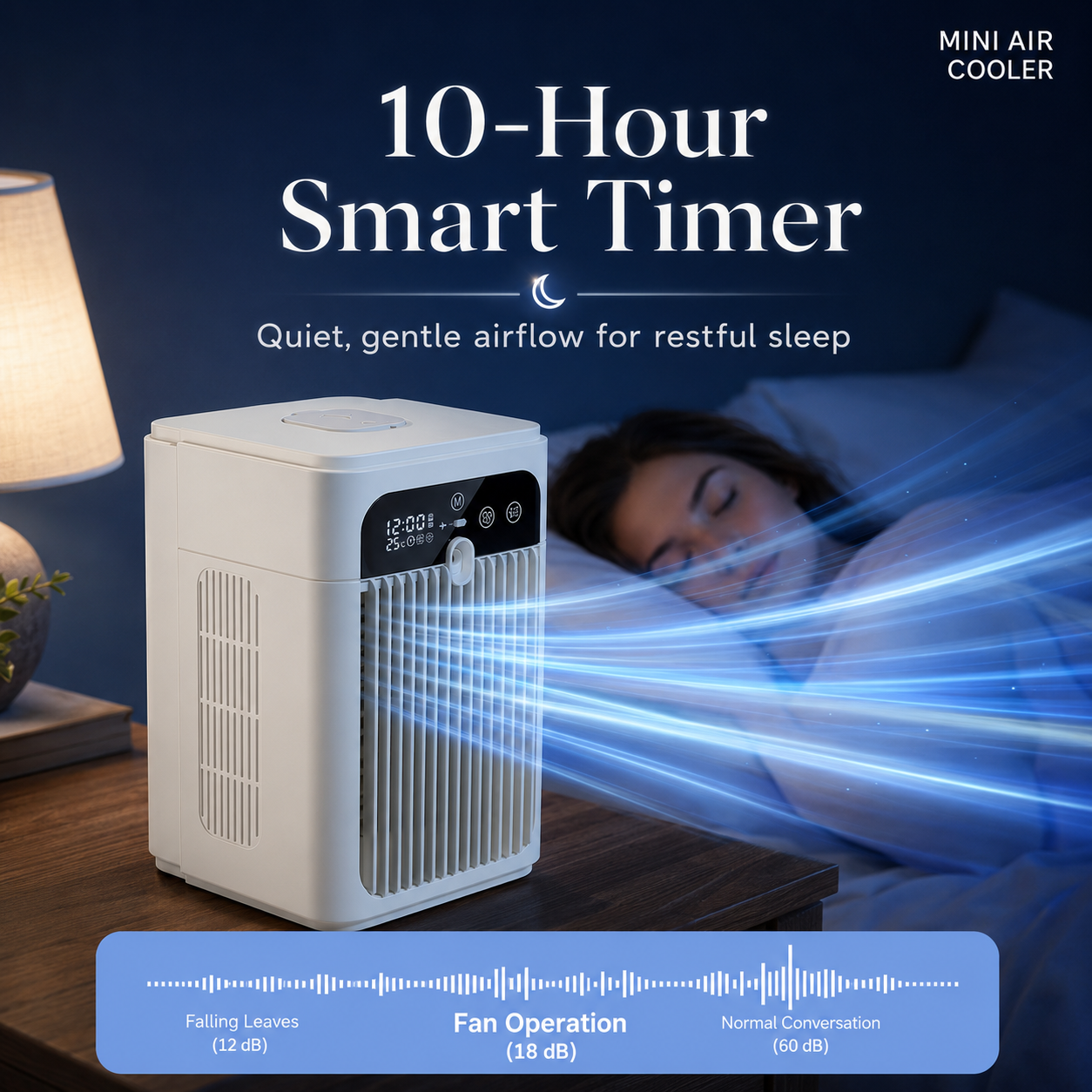 Mini Desktop Air Cooler Fan - Portable Mist Cooling Fan with 370mL Water Tank & Touch Display