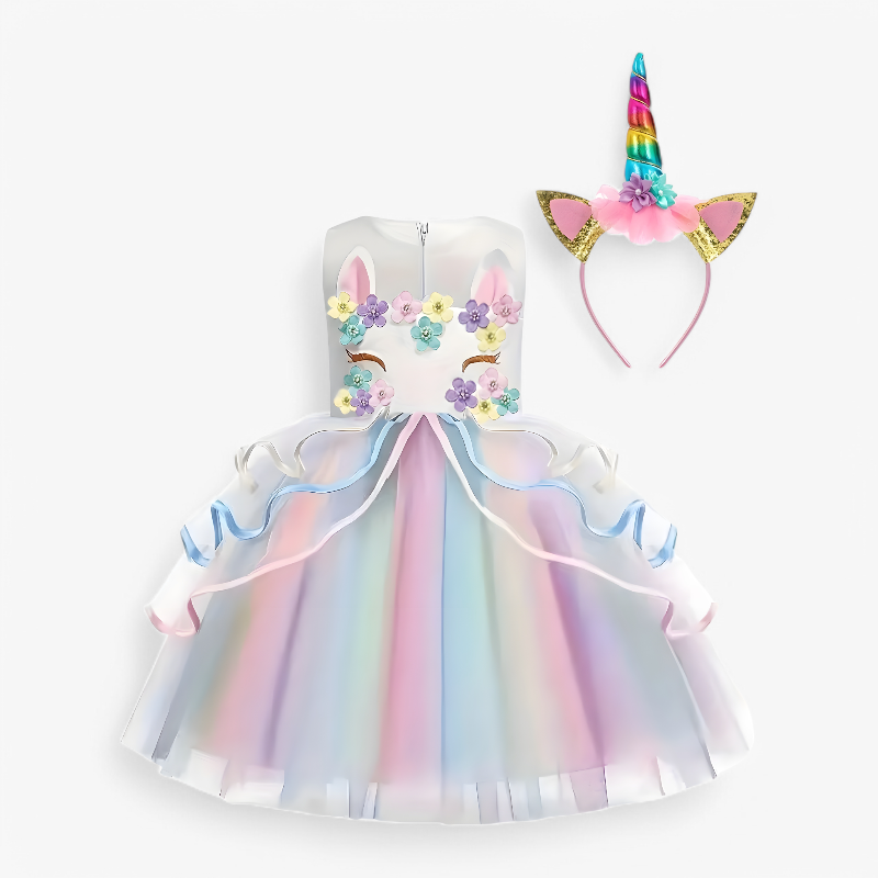 Girls Tulle Unicorn Princess Dress - Image 3