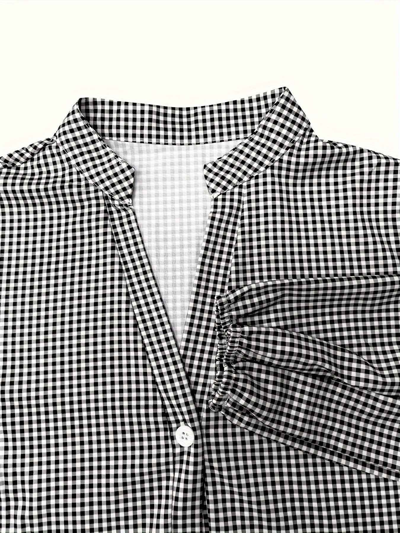 Women's Sunny Gingham Stripes Summer Dress with Airy 3/4 Puffed Sleeves