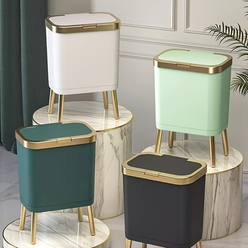 Kitchen Trash Can Lid 15L Slim Modern Odor Sealing Elevated Legs - Image 2