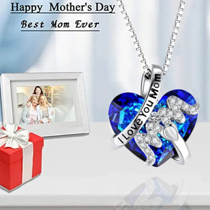 Skorter | "Mom" Crystal Heart Pendant - Image 3