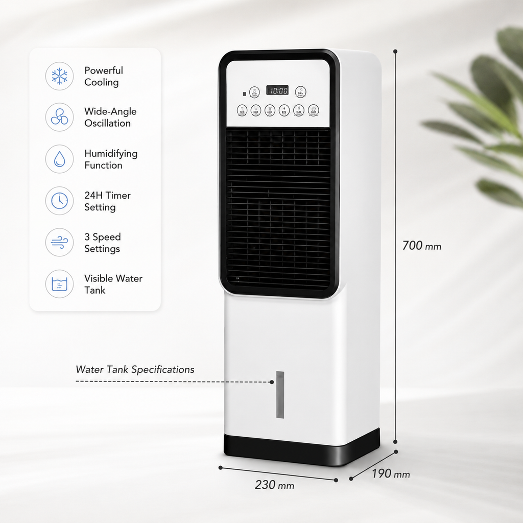 Portable Air Cooler with Fan & Heater – Remote Control Cooling Unit